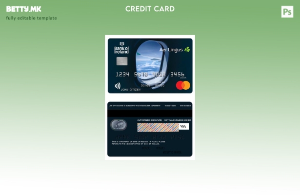 Модерен стил на Ирска Банка на Ирска, авио кредитна мастер карта шаблон